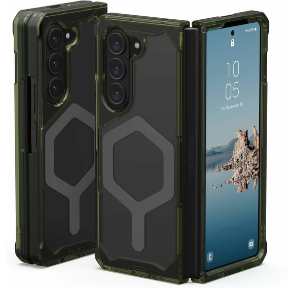Urban Armor Gear Obal na mobil pre Galaxy Z Fold 5 5G, Plyo MagSafe, transparentné / zelené