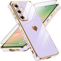 Puzdro pre Samsung Galaxy A56, Electro heart, fialové + sklo 9H