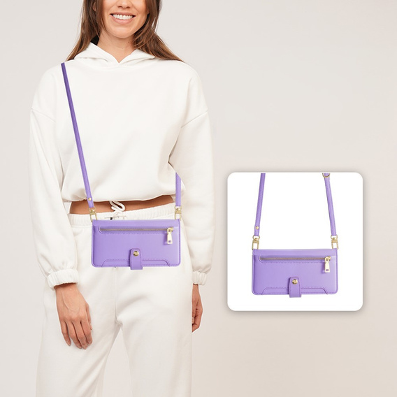 Klapkové puzdro pre Realme 14 Pro+ 5G, Wallet Zipper Pocket, fialové