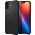Puzdro Spigen pre iPhone 16 Plus, Liquid Air, čierne + tvrdené sklo 9H