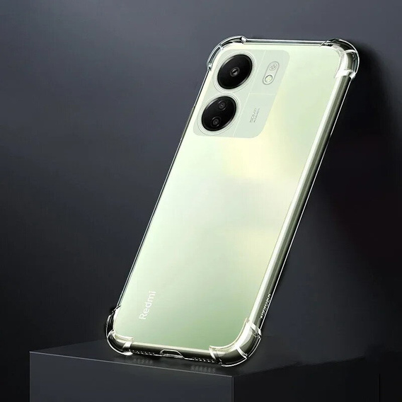 Puzdro pre Xiaomi Redmi 13C, Anti-Shock, priehľadné + sklo 9H