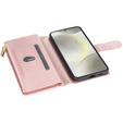 Puzdro s chlopňou pre Samsung Galaxy A56 5G, Rhombus Crossbody Leather, ružové rose gold