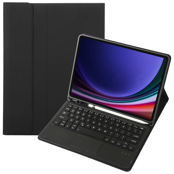 Puzdro + klávesnica Samsung Galaxy Tab S9, Leather Pen Slot TouchPad, čierne