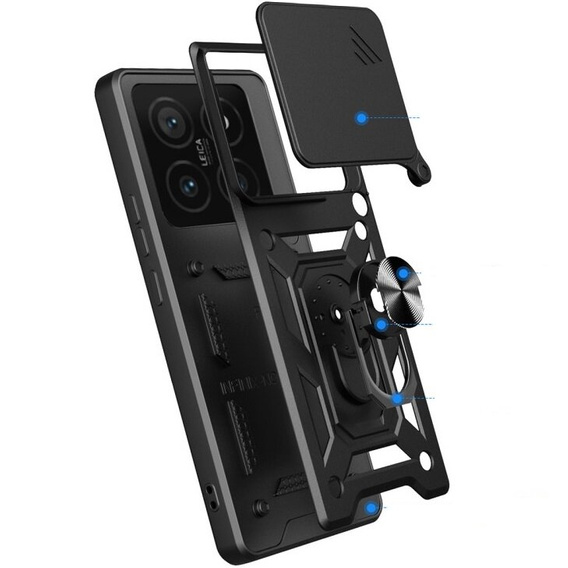 Obal na mobil pre Xiaomi 14T Pro, CamShield Slide, čierne