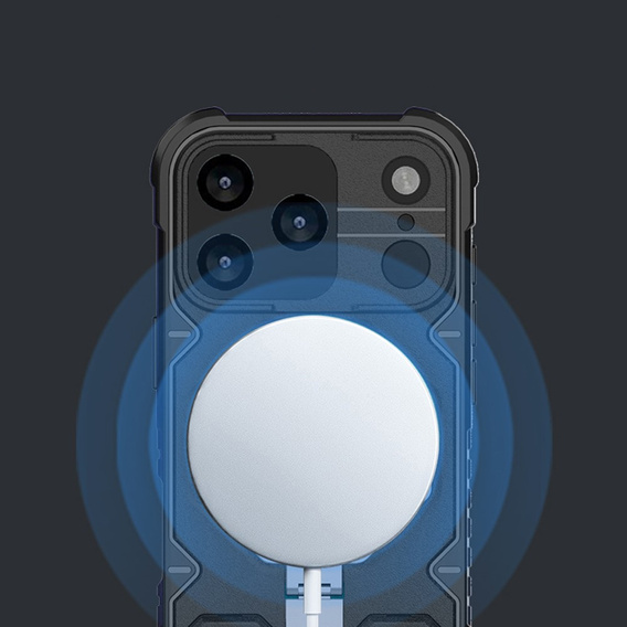 Puzdro pre iPhone 17 Pro Max, pre MagSafe, pancierované so stojanom, čierne