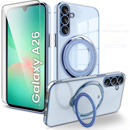 Magnetické puzdro pre Samsung Galaxy A26, pre MagSafe, modré + sklo 9H