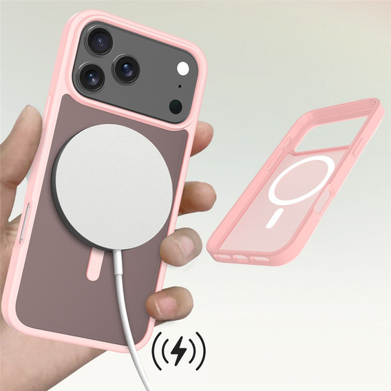 Matné puzdro pre iPhone 17 Pro Max, pre MagSafe, priesvitné ružové