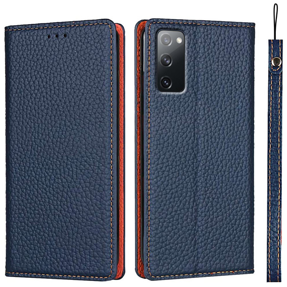 Kožené puzdro pre Samsung Galaxy S20 FE, ERBORD Grain Leather, tmavomodré