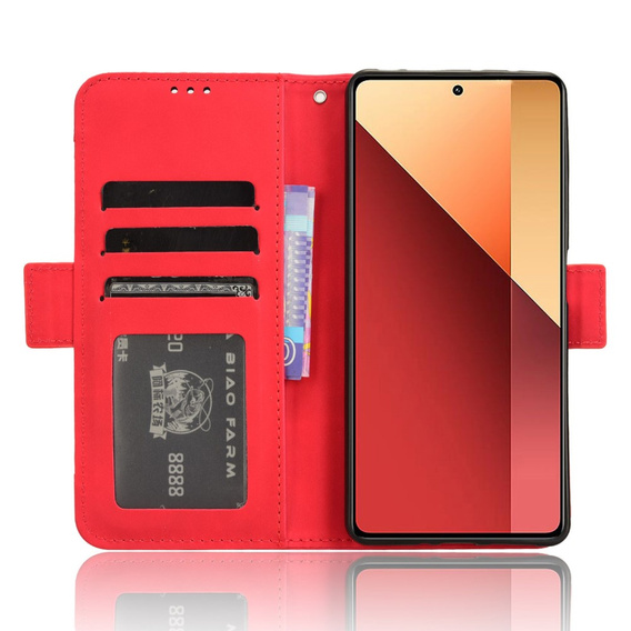 Klapkové puzdro pre Xiaomi Redmi Note 13 Pro 4G / Xiaomi Redmi Note 14S / Xiaomi Poco M6 Pro 4G, Card Slot, červené