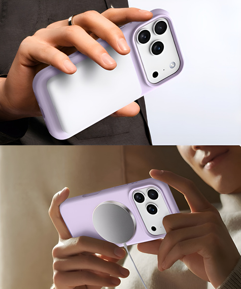 Silikónové puzdro pre iPhone 17 Pro, pre MagSafe, proti nárazom, fialové