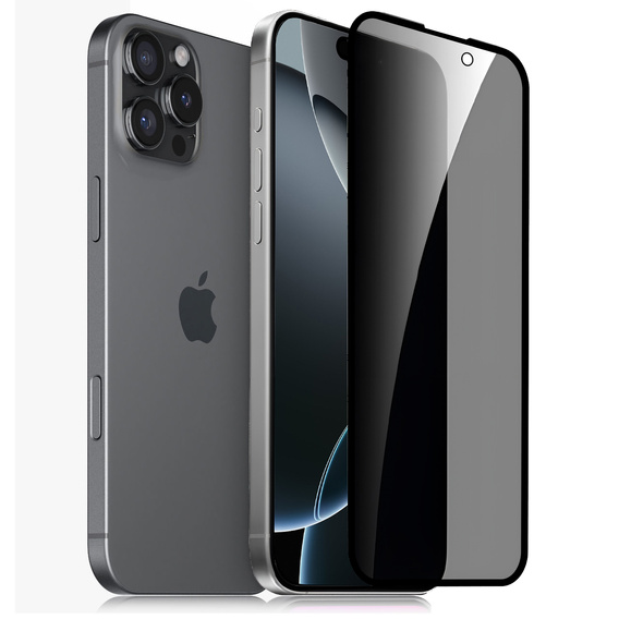 2x tvrdené sklo na ochranu súkromia pre iPhone 17 Pro/17/16 Pro, ERBORD 9H Easy App Anti-Peep