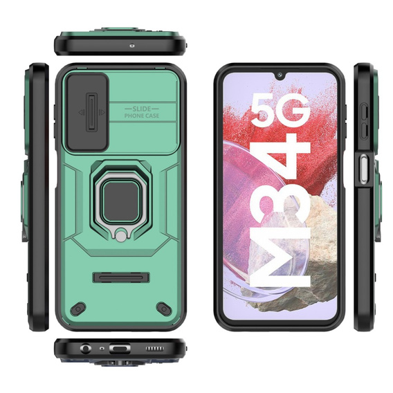Puzdro pre Samsung Galaxy M34, KickStand Camera Lens, zelený