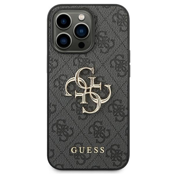 GUESS Obal na mobil pre iPhone 14 Pro, 4G Big Metal Logo, sivé