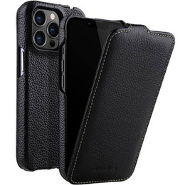 MELKCO flipové puzdro pre iPhone 14 Pro, kožené, flipové, čierne