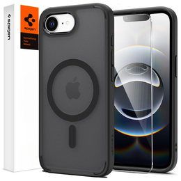 Puzdro MagSafe Spigen pre iPhone 16E, Ultra Hybrid, transparentné / čierne + tvrdené sklo 9H