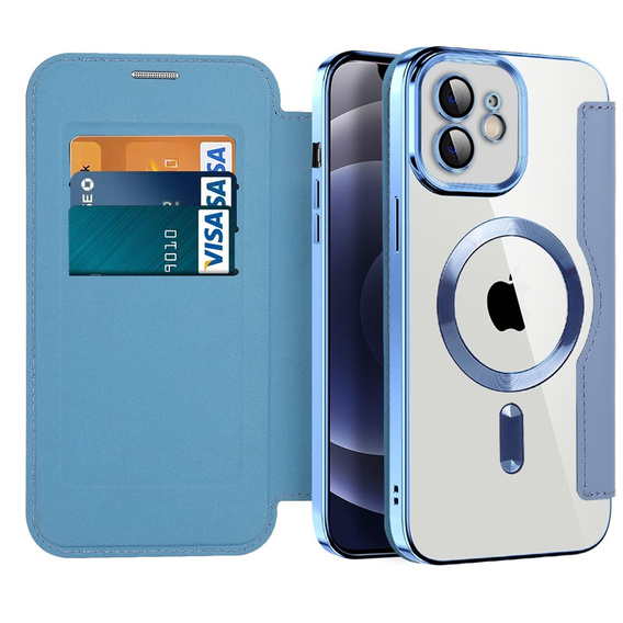 Klapkové puzdro pre iPhone 12, RFID Wallet MagSafe CamShield, modré