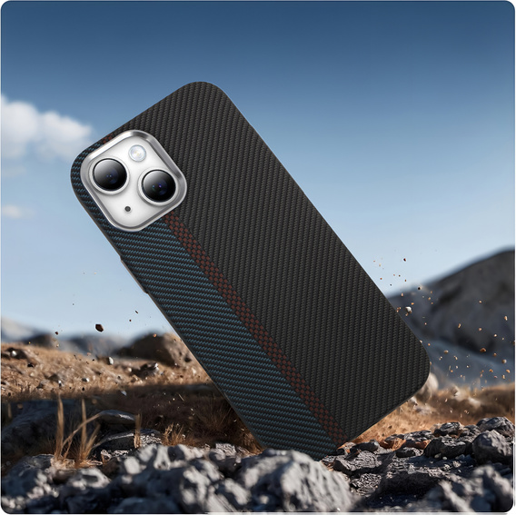 Puzdro pre iPhone 15, Carbon Fiber MagSafe, čierna / modrá