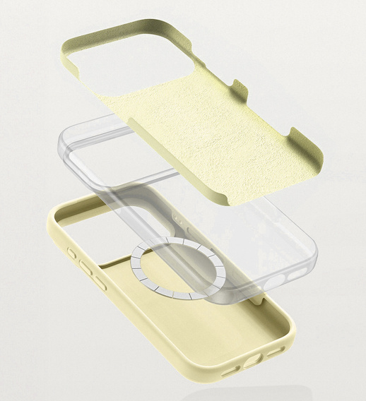 Silikónové puzdro pre iPhone 17 Pro, pre MagSafe, proti nárazom, žlté