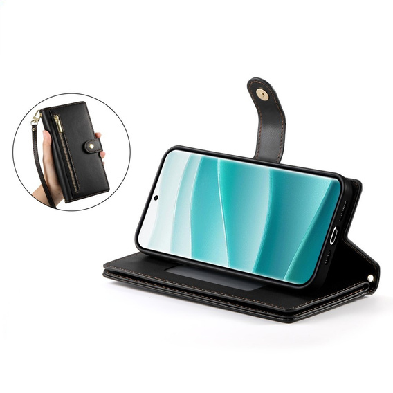Klapkové puzdro pre Xiaomi Redmi Note 14 Pro 5G / Poco X7 5G, Wallet Zipper Pocket, čierne