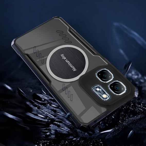 Puzdro pre Infinix Hot 50i 4G, s magnetickým štítkom, transparentné / čierne