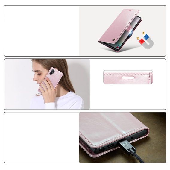CASEME flipové puzdro pre Samsung Galaxy Note 10 Plus, Waxy Textured, ružové