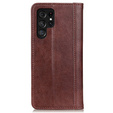 Obal na mobil pre Samsung Galaxy S24 Ultra, Wallet Litchi Leather, hnedé