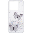 Puzdro pre Xiaomi 13T / 13T Pro / Redmi K60 Ultra, Glitter Butterfly, biele