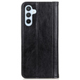 Obal na mobil pre Samsung Galaxy S23 FE, Wallet Litchi Leather, čierne
