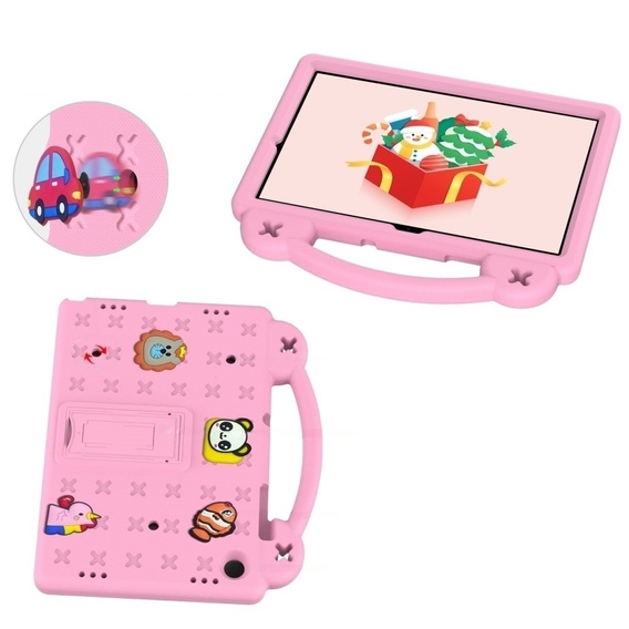 Detské puzdro pre Samsung Galaxy Tab A9+, Cute Patterns, so stojanom, ružové