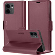 Puzdro pre Oppo Reno 13F / Oppo Reno 13FS, ERBORD Glossy Litchi, flipová peňaženka, červené