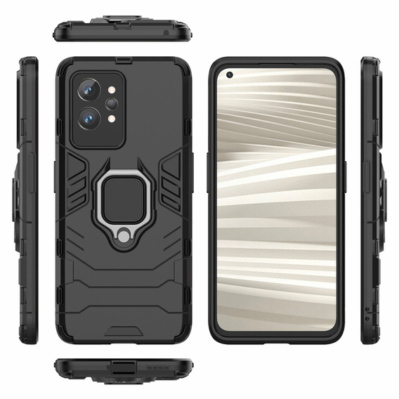 Obal na mobil pre Realme GT2 Pro, Kickstand Ring, čierne