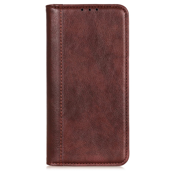 Obal na mobil pre Samsung Galaxy S24 Ultra, Wallet Litchi Leather, hnedé