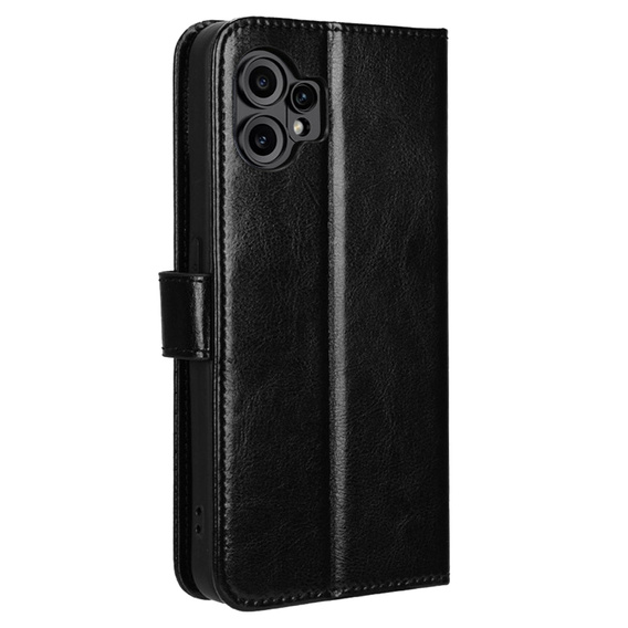 Klapkové puzdro pre CMF Nothing Phone 2 Pro, Crazy Horse Wallet, čierne