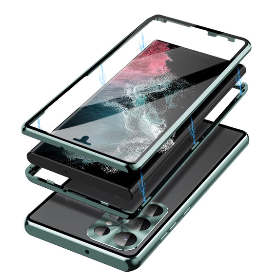 Puzdro pre Samsung Galaxy S23 Ultra, Magnetic Dual Glass, zelený