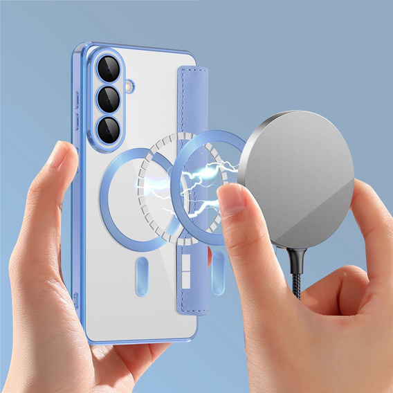 RFID peňaženka MagSafe Flip Case s ochranou fotoaparátu pre Samsung Galaxy S26 Plus, modrá