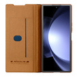 Flipové puzdro NILLKIN pre Samsung Galaxy Z Fold6 5G, CamShield Qin Pro, kožené, hnedé