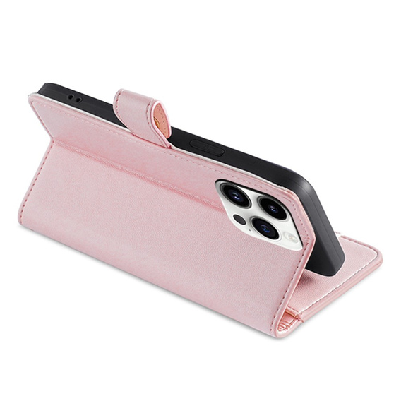 Klapkové puzdro pre iPhone 14 Pro Max, Wallet Zipper Pocket, ružové