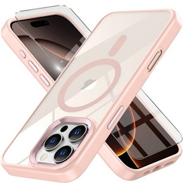 Puzdro pre iPhone 16 Pro Max, pre MagSafe, ERBORD Matt Case, transparentné / ružové + sklo na displej