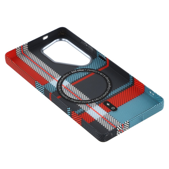 Puzdro pre Samsung Galaxy S25 Ultra, Carbon Fiber MagSafe, modrá / červená