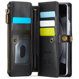 Puzdro CASEME pre Samsung Galaxy Z Fold6 5G, RFID Leather Wallet, s popruhom cez rameno, čierne