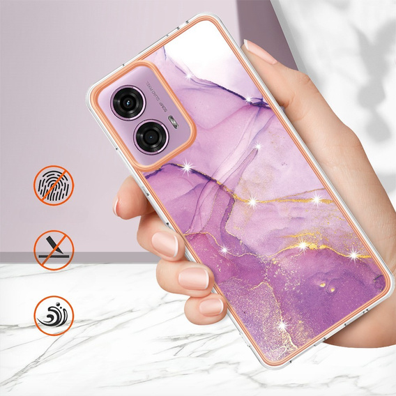 Ochranné puzdro pre Motorola Moto G24 / G24 Power / G04, Marble Slim Case, fialové