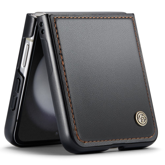 Puzdro pre Samsung Galaxy Z Flip7 FE / Z Flip6, CASEME Litchi Leather, čierne
