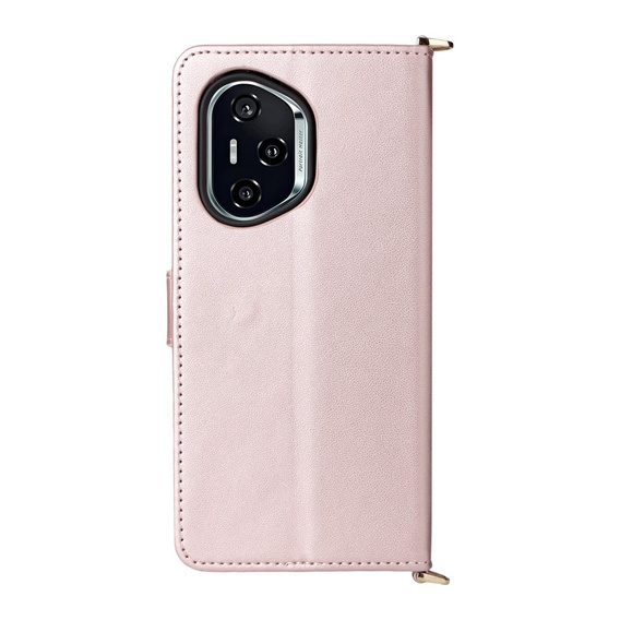 Puzdro s chlopňou pre Honor 400 5G, Crossbody Leather Wallet, ružové
