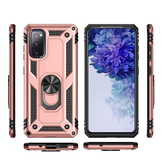 Pancierované obal na mobil pre Samsung Galaxy S20 FE, Nox Case Ring, ružové rose gold