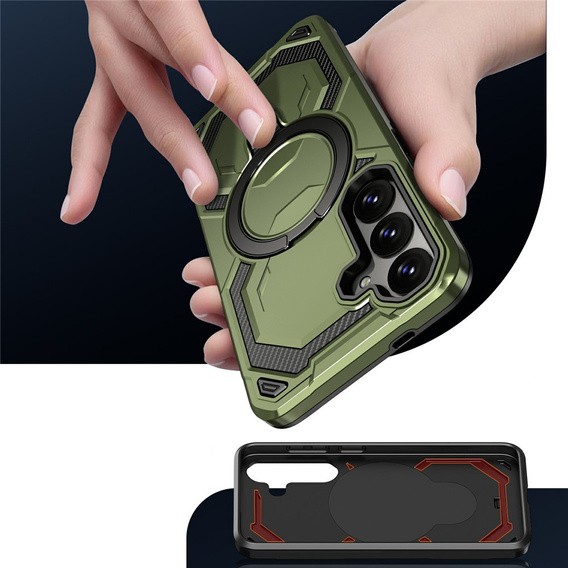 Magnetické puzdro s podstavcom pre Samsung Galaxy A57 5G, zelené