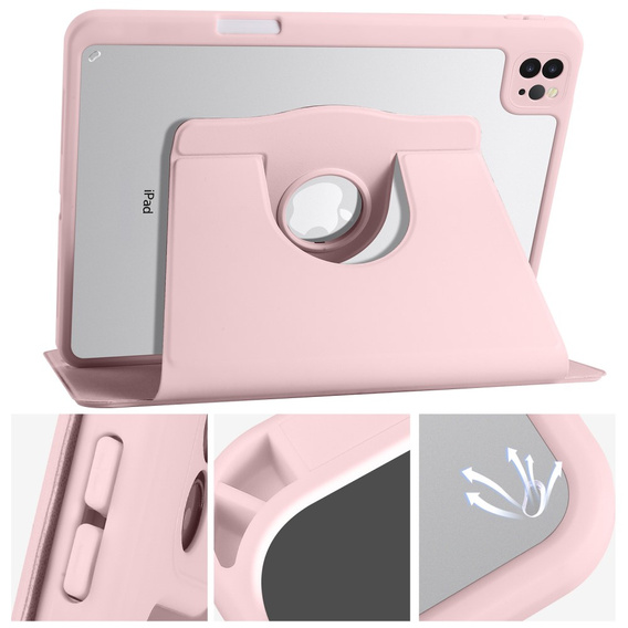 Puzdro pre iPad Pro 11" 2022/2021/2020 (4/3/2 gen.), s priestorom pre stylus, otočné o 360°, ružové