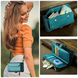 Puzdro CASEME pre iPhone16e, RFID Leather Wallet, s popruhom cez rameno, zelený