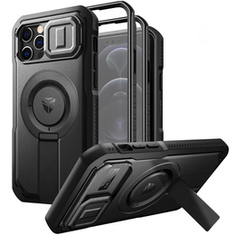 Obrnené puzdro pre iPhone 12 / iPhone 12 Pro, Dexnor CamProtect MagSafe, čierne (dva rámčeky)