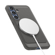 Puzdro Spigen pre Samsung Galaxy S25, Rugged Armor MagSafe, sivé + tvrdené sklo 9H