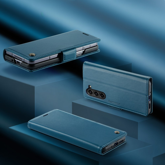 CASEME flipové puzdro pre Samsung Galaxy Z Fold6 5G, Litchi Wallet, modré